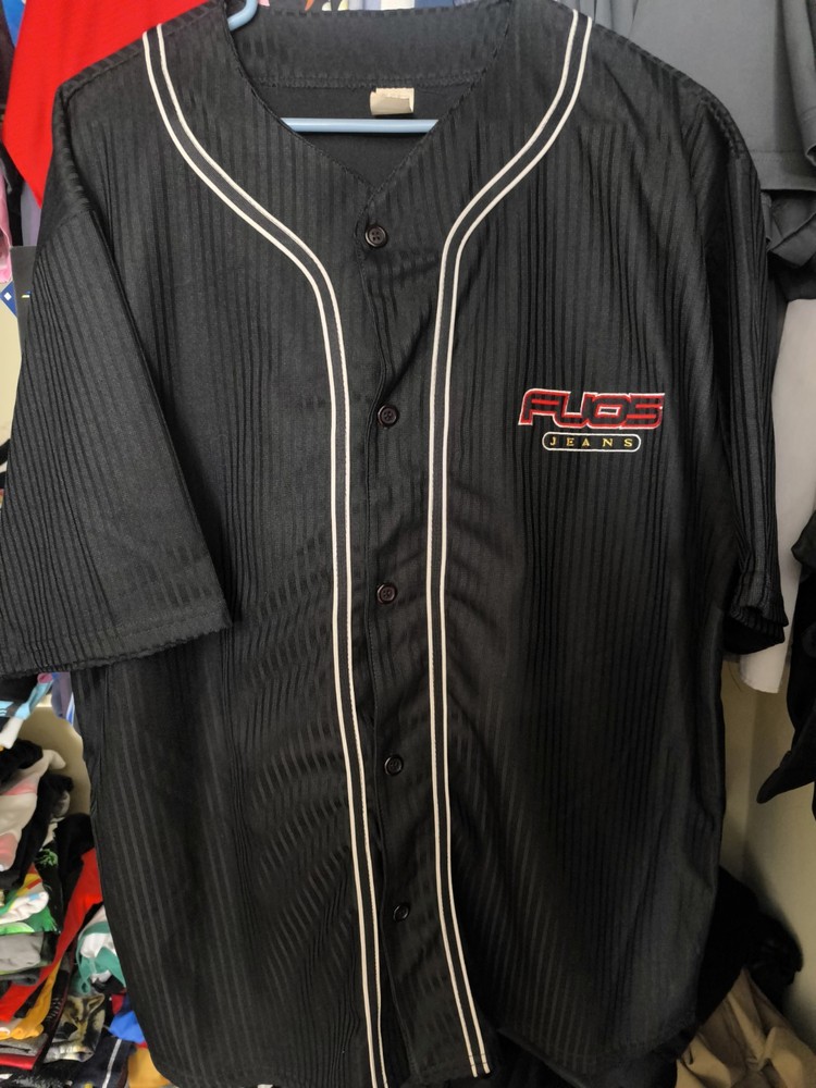 Vintage fubu jeans fu05 button down baseball jersey hip hop usa