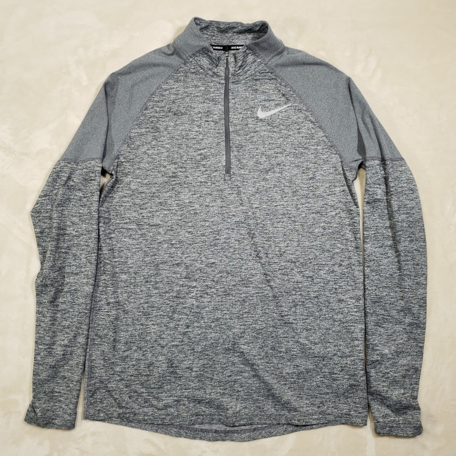 Nike Running Dri-FIT Element Quarter Zip Pullover Mens Medium Gray Thumbholes gallery