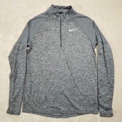 Nike Running Dri-FIT Element Quarter Zip Pullover Mens Medium Gray Thumbholes