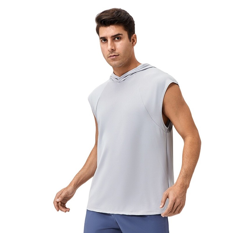 Men Sports Fitness Vest Quick Dry Breathable Running Gym Summer Hooded Tops gallery