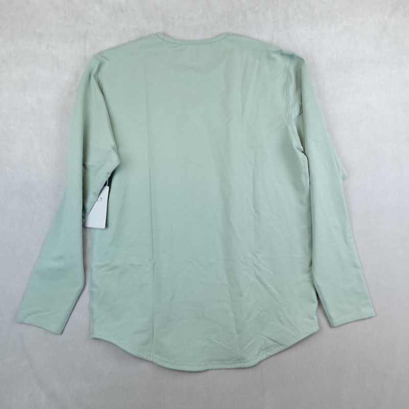 NWT BYLT Drop Cut Lux Long Sleeve Shirt Mens Size L Green Curved Hem gallery
