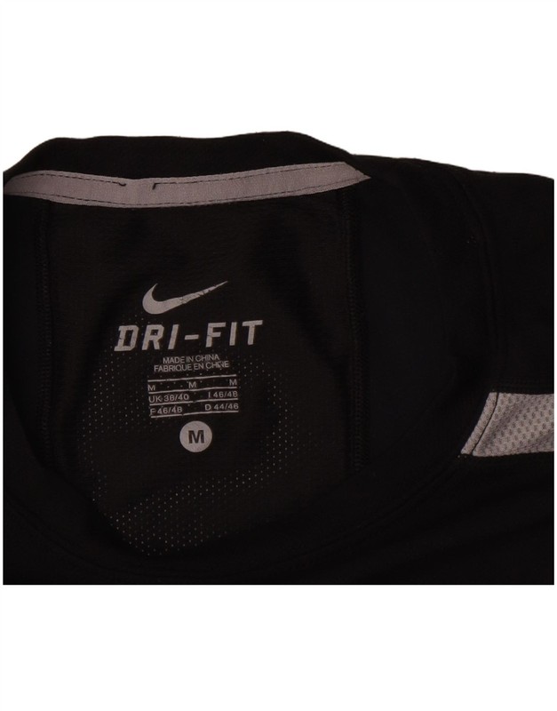 Nike Mens Dri Fit T-Shirt Top UK 38/40 Medium Black Colourblock Polyester CL08 gallery