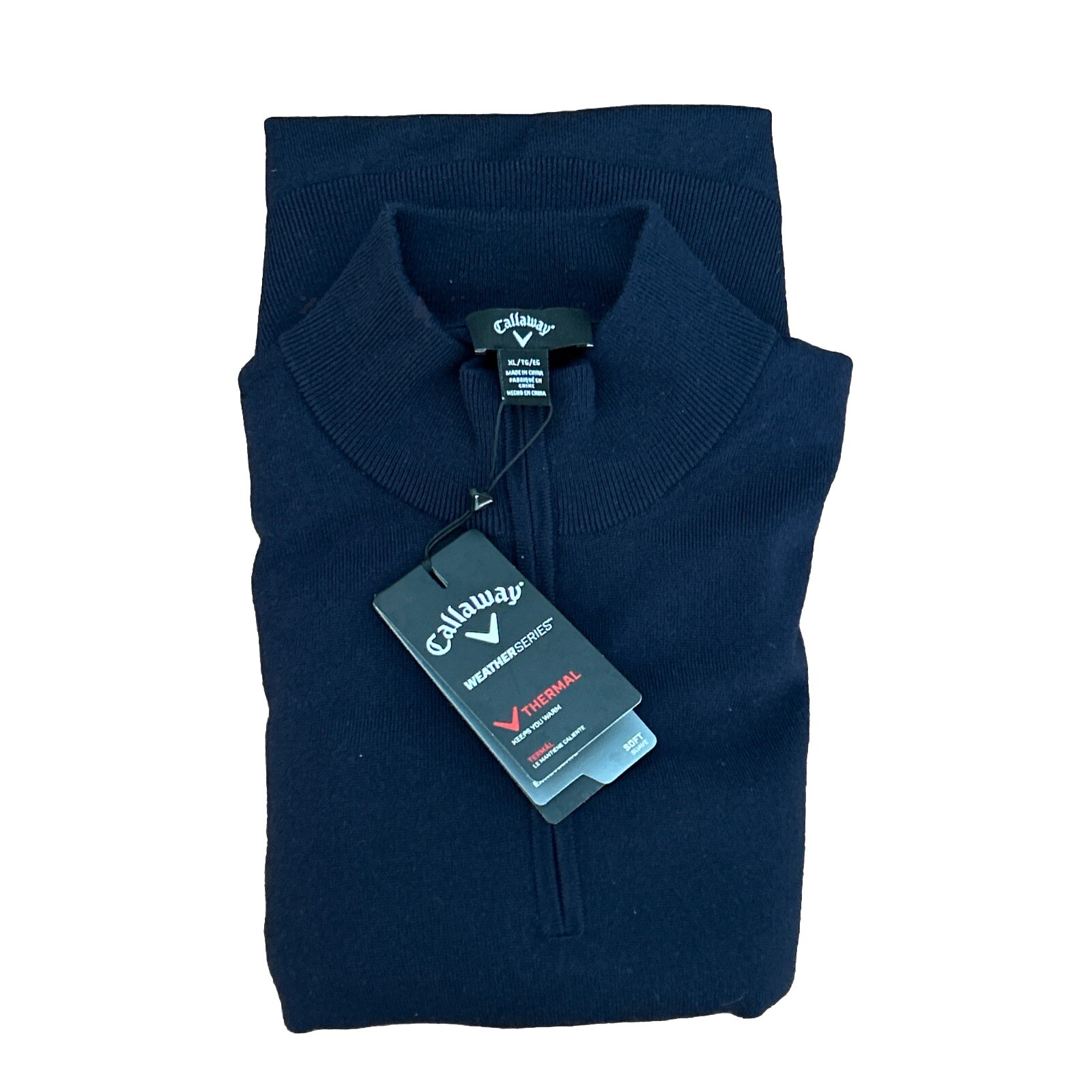 Callaway Men’s XL Navy Blue Weather Series Long Sleeves Thermal 1/4 Zip Pullover gallery