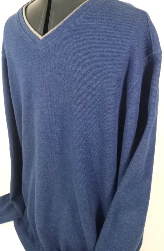 Faded Glory-Mens Long Sleeve-Thermal Sweatshirt-XL Extra Large-Blue-V Neck gallery