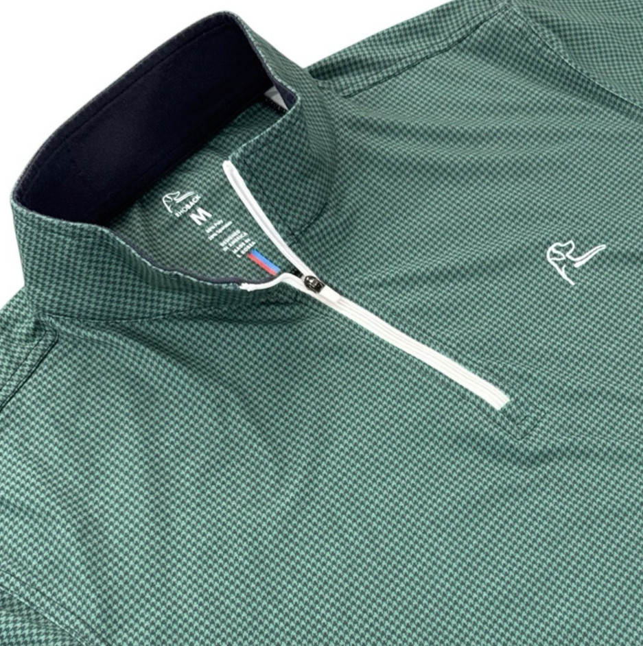 RHOBACK Mens Houndstooth 1/4 Zip Pullover Size M Green Blue