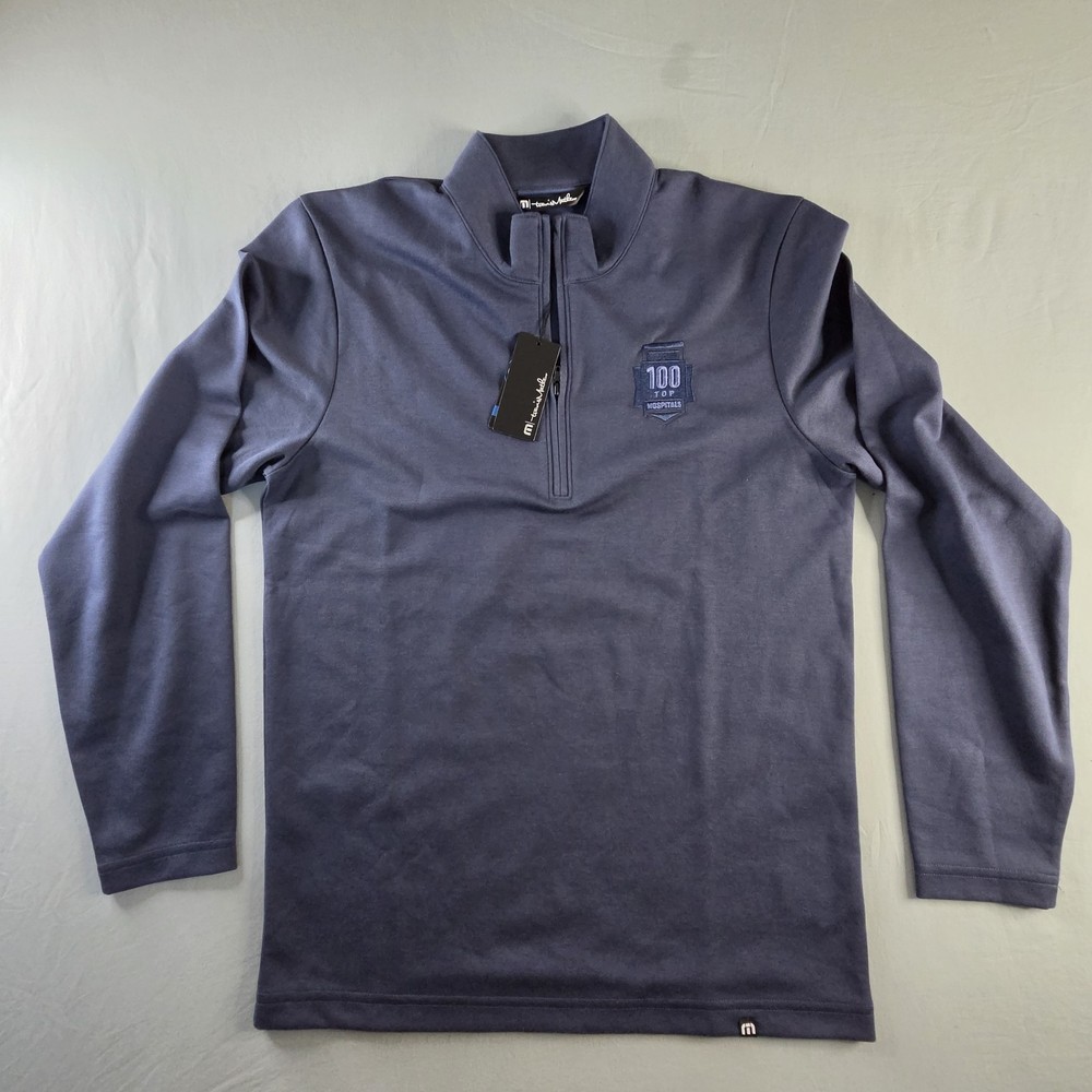 Travis Matthews 1/4 Zip Pullover Navy Blue 100 Top Hospitals Logo Mens Small NWT