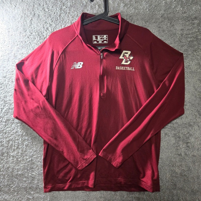 New Balance Boston College BC Basketball Quarter Zip Pullover Maroon Mens Large gallery