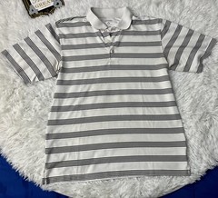 George Sport Polo Golf Shirt Men’s L 100% Poliester Black & White Stripe