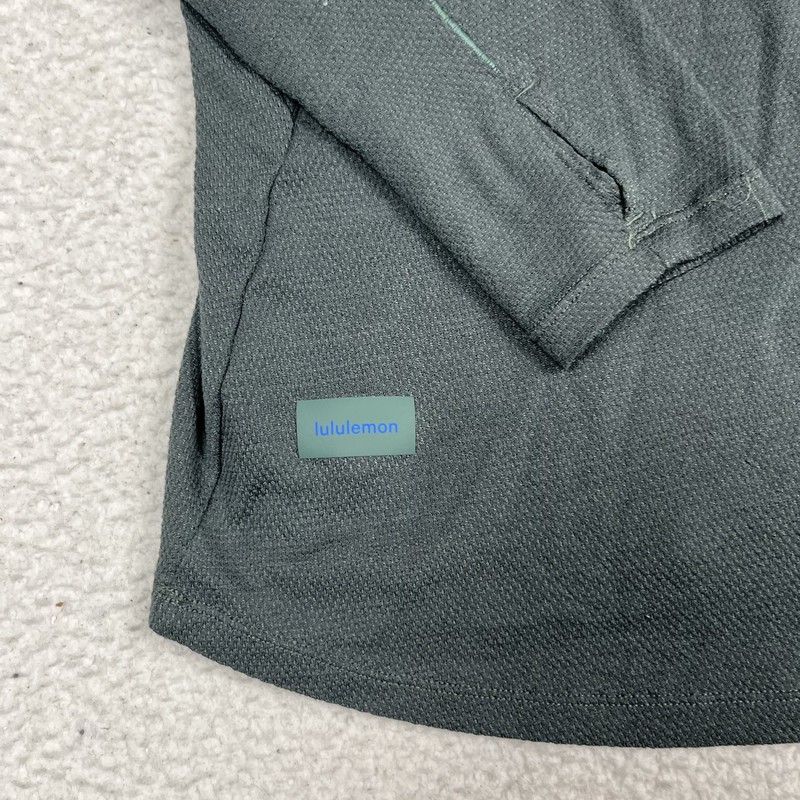 Lululemon Ventilated Hiking Shirt Long Sleeve Men Large Green Zip Pockets gallery