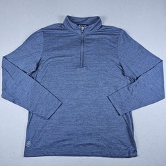Travis Mathew Havasu 1/4 Zip Pullover Mens Large Blue Long Sleeve Golf Shirt