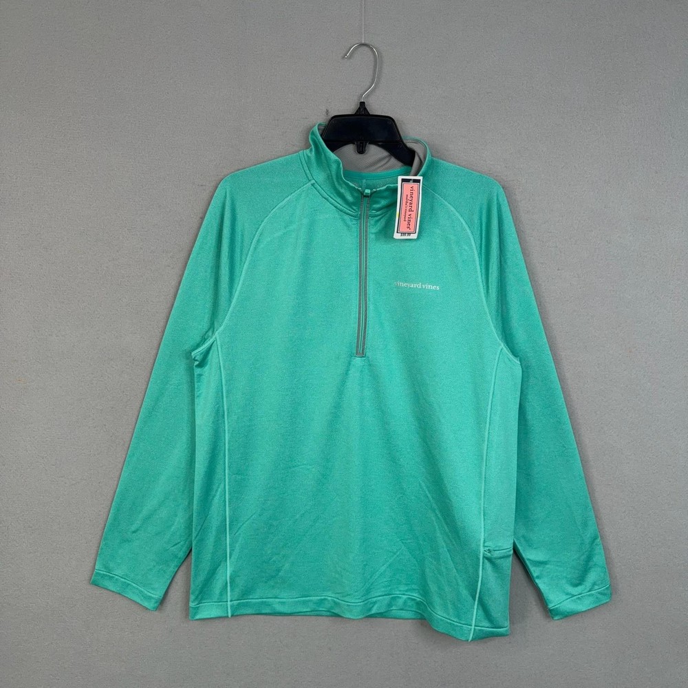 Vineyard Vines Pullover Men Medium Blue Aqua Performance Half Zip Golf NWT