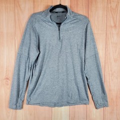 Nike Pacer Dri Fit Running Top Mens Medium Heather Gray Stretch Logo Half Zip