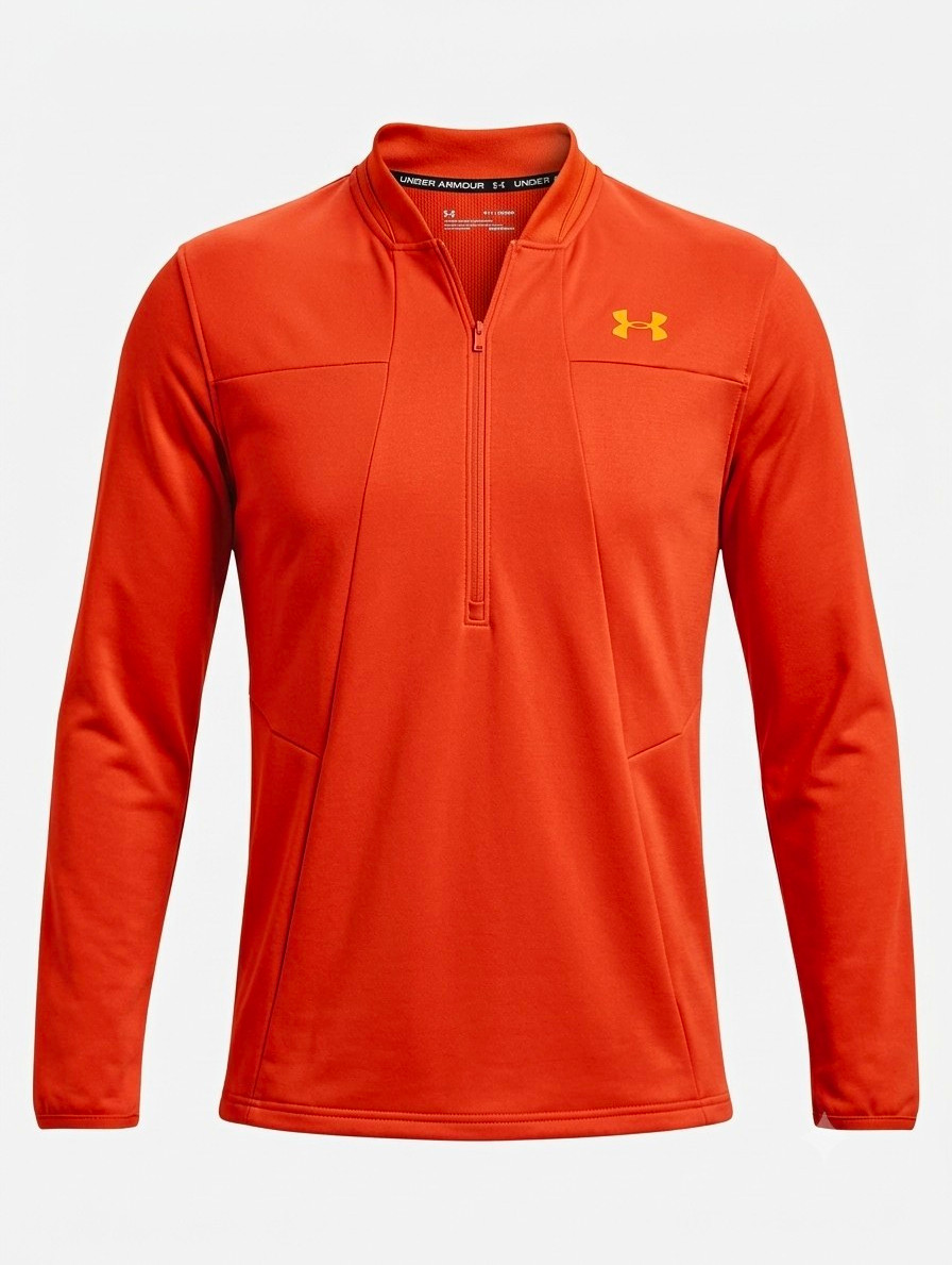 Under Armour ColdGear 1/2 Zip Pullover Men's Large Orange Loose Fit Jacket gallery