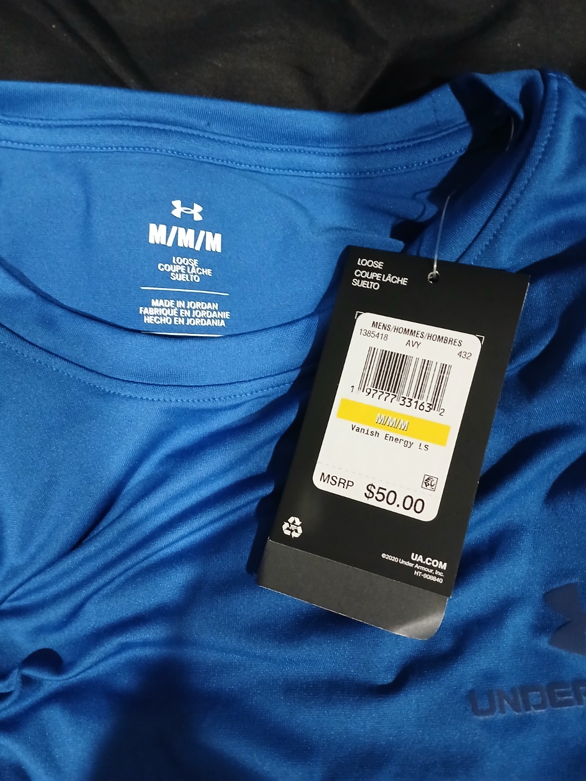 Under Armour Rush Loosegrear Performance Training Long Sleeve Blue Tee M NWT gallery