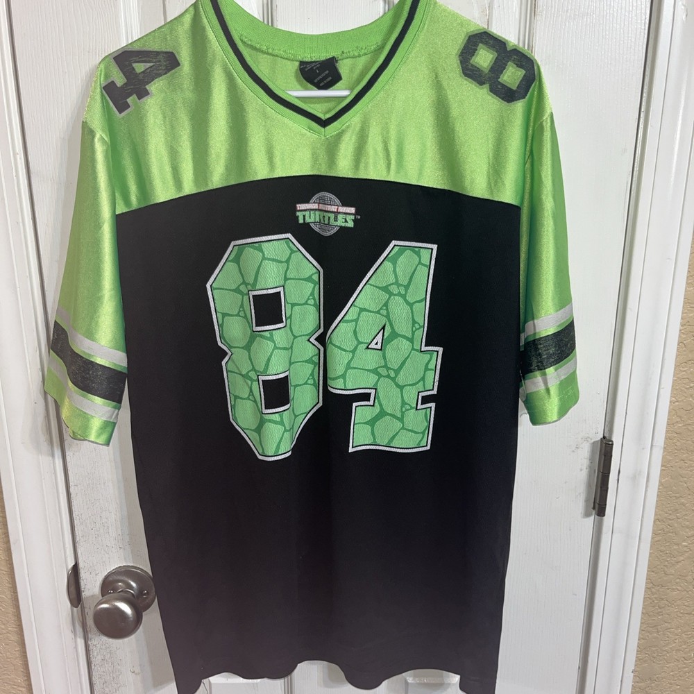 Nickelodeon Ninja Turtles Green and Black Jersey Athletic Top Large
