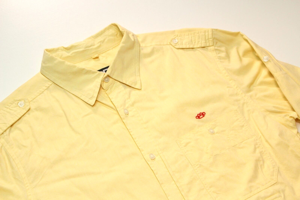 VTG 10 DEEP NYC ~OG BRASS KNUCKLES LOGO~ M CONVERTIBLE OXFORD WORK SHIRT