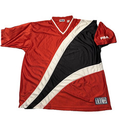 Vintage Fila Shirt Mens XL Red Black White Colorblock V-Neck Jersey Athletic 90s