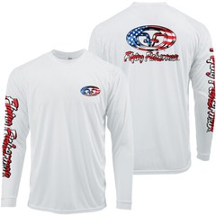 Flying Fisherman Stars & Stripes Performance Long Sleeve T-Shirt – White