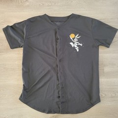 Space Jam Tune Squad Black Button Up Jersey Shirt Size L RN 71868