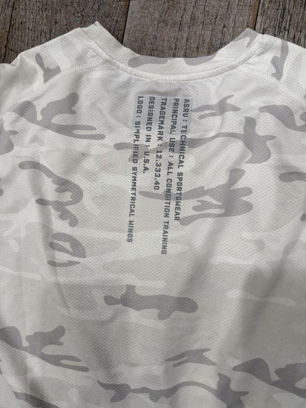 ASRV Silver-Lite DSG-0164 Camo Training T-Shirt White Gray Curved Hem Men’s M gallery