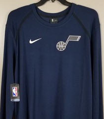 NIKE UTAH JAZZ MENS SHIRT NBA TEAM ISSUED LONG SLEEVE NAVY BLUE NEW (SIZE 2XL)