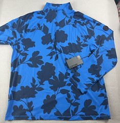 G/Fore G4 Luxe 1/4 Zip Floral Golf Pullover Size Large Blue Long Sleeve NWT