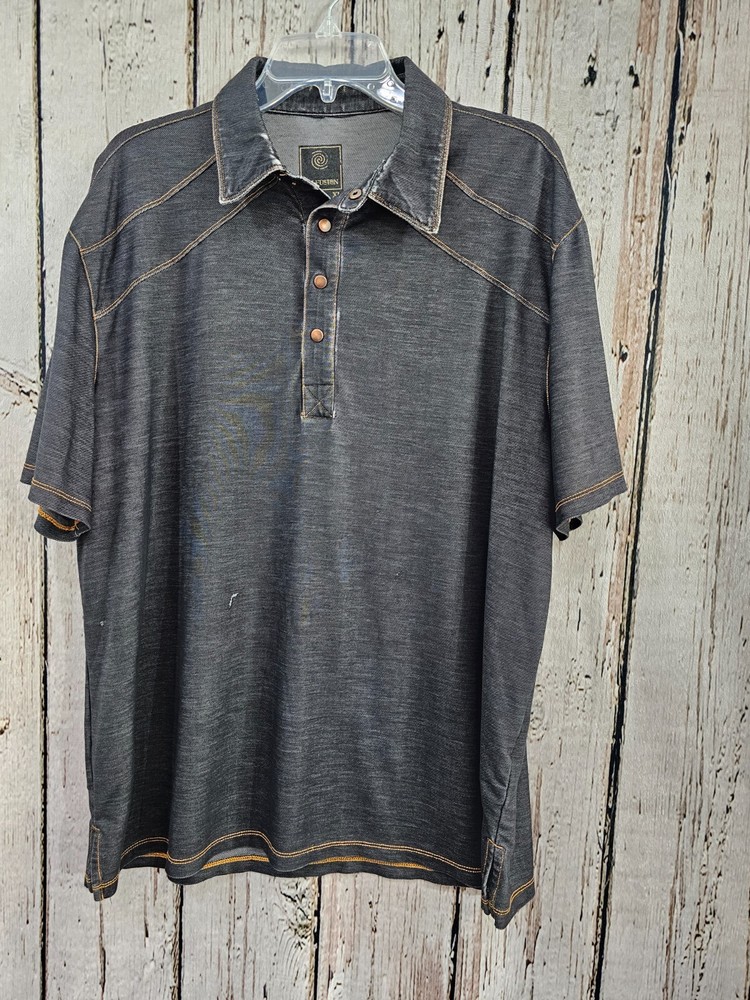 F/X Fusion XL Distressed Polo Shirt T-Shirt Tee Top Short Sleeve Gray EUC