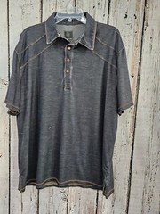 F/X Fusion XL Distressed Polo Shirt T-Shirt Tee Top Short Sleeve Gray EUC