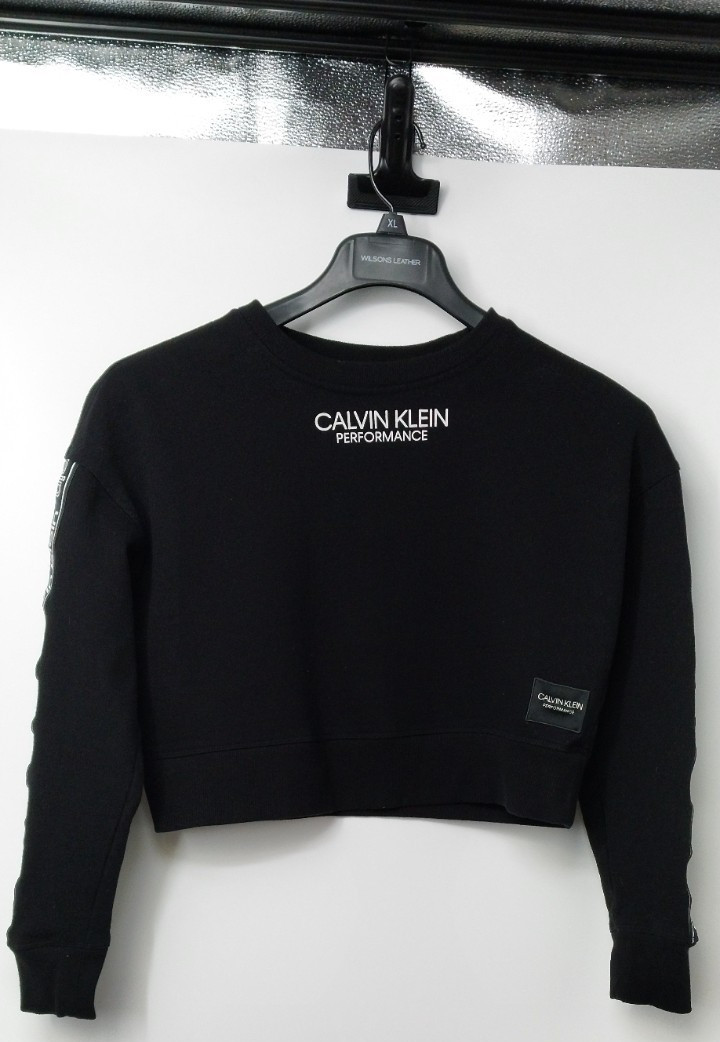 Calvin Klein Performance Womens Cropped Top Long Sleeve Crew Neck Black S/P/CH gallery