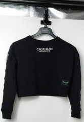 Calvin Klein Performance Womens Cropped Top Long Sleeve Crew Neck Black S/P/CH