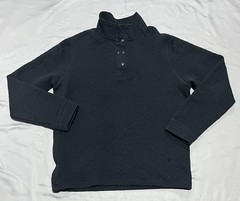 Rhone Pullover Mens Medium Black Textured Snap Mock Neck Long Sleeve Cotton
