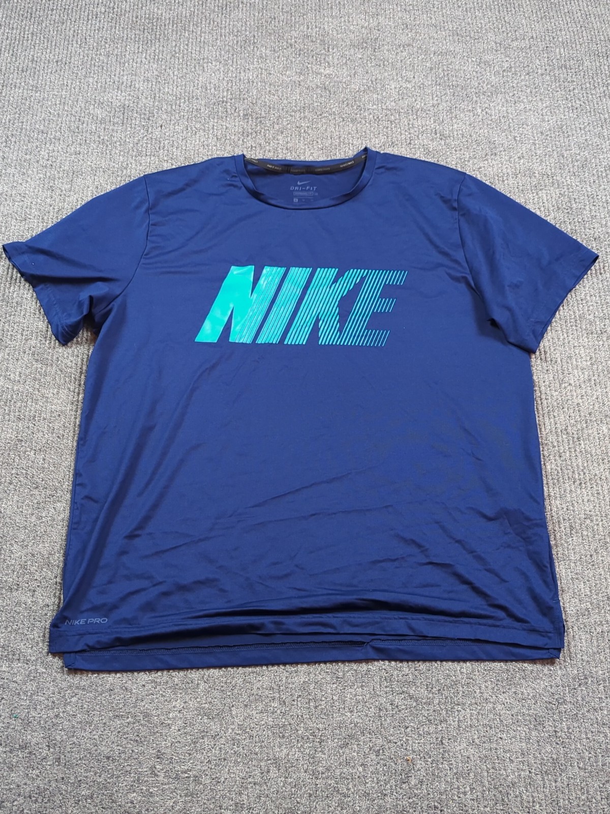 Nike Shirt Mens XL Blue Short Sleeve Pro Dri-Fit Standard Fit Performance gallery