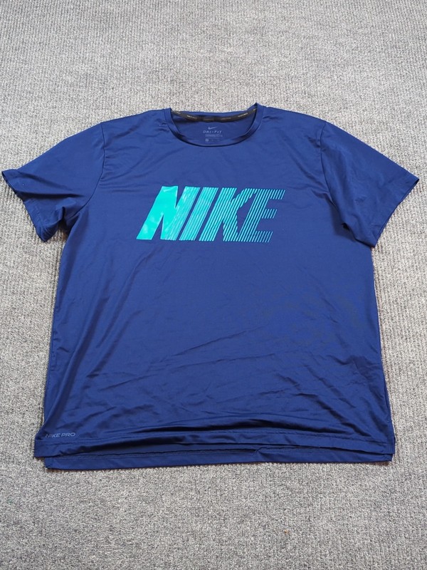 Nike Shirt Mens XL Blue Short Sleeve Pro Dri-Fit Standard Fit Performance gallery
