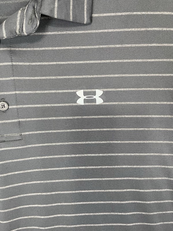 Under Armour UA The Playoff Polo Shirt Gray Striped Mens XXL HeatGear Loose gallery