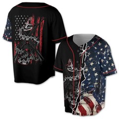 Retro America Flag Patriotic Dark Snake Baseball Jersey Men Women USA