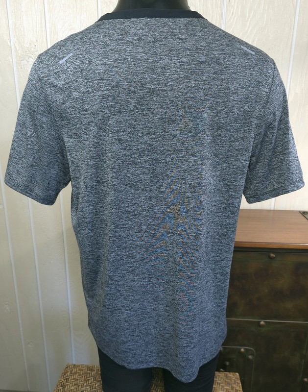 NikeRunning Navy Blue/ Gray Heather Reflective Activewear S/s Shirt Top Sz L gallery