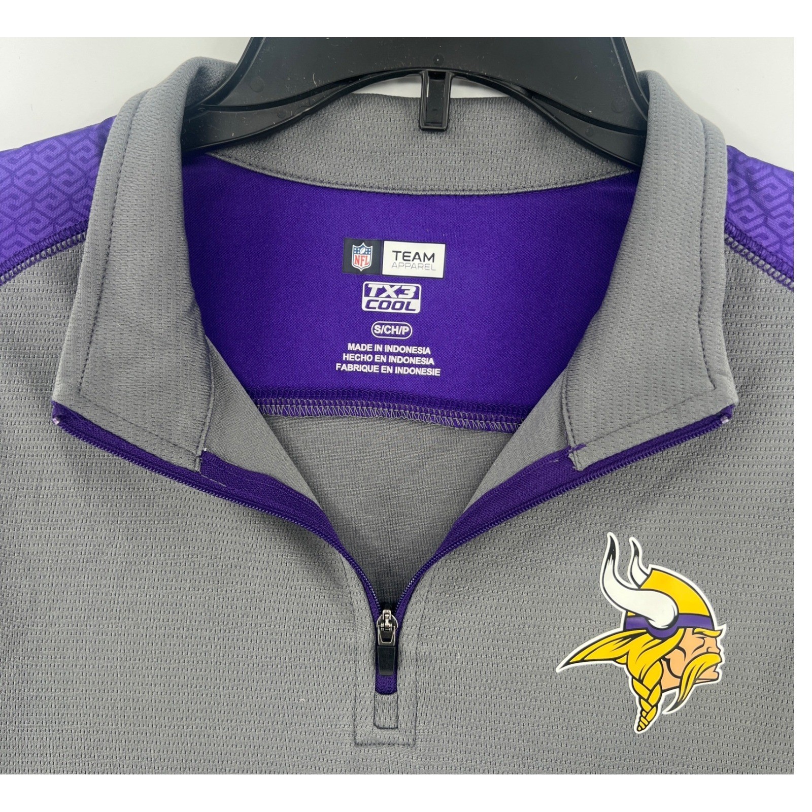 NFL Team Apparel Minnesota Vikings Football TX3 Cool Mens S Gray 1/4 Zip gallery