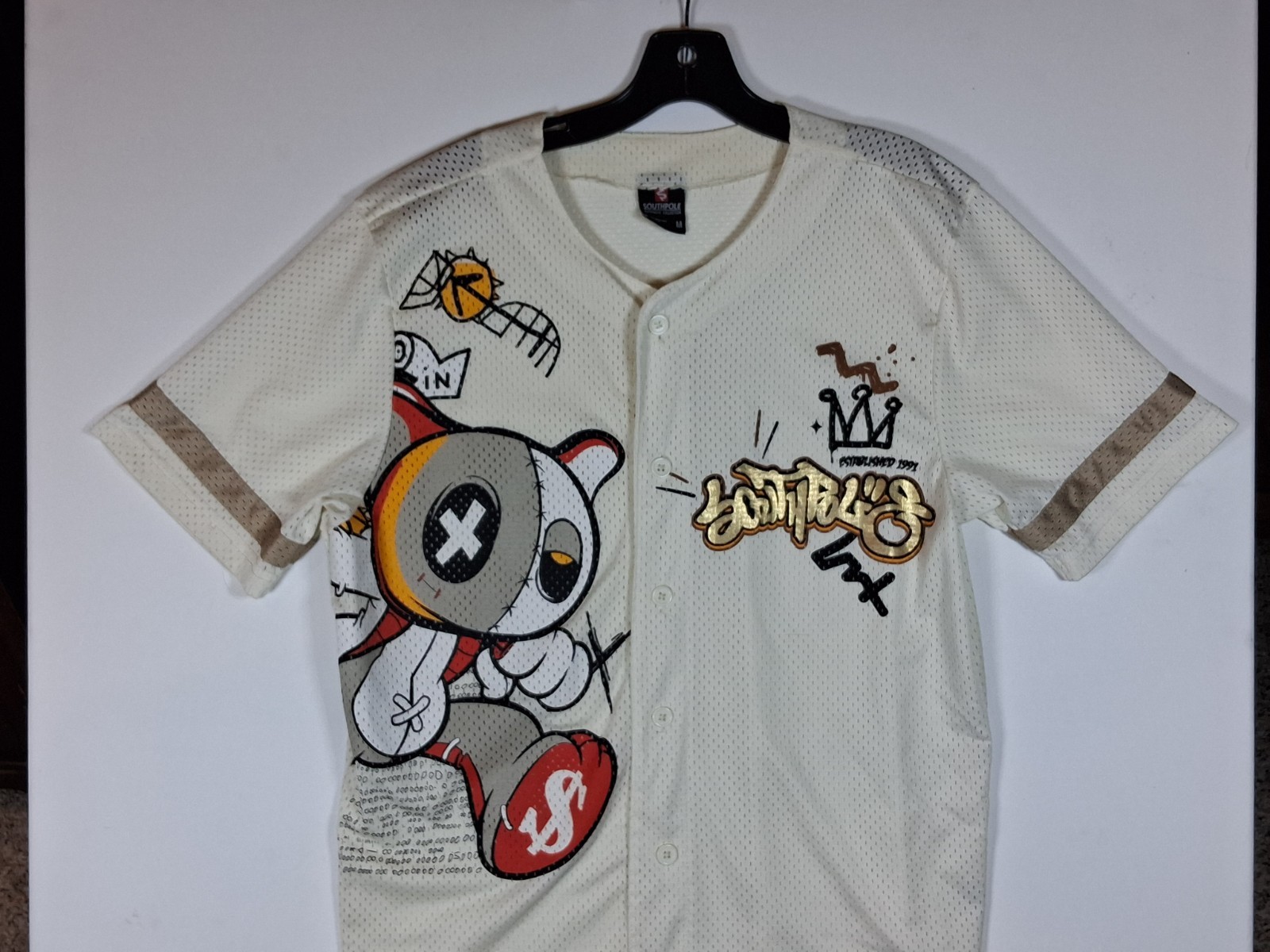 Southpole Authentic Collection Standard Issue Cream Graphic Baseball Jersey sz M gallery