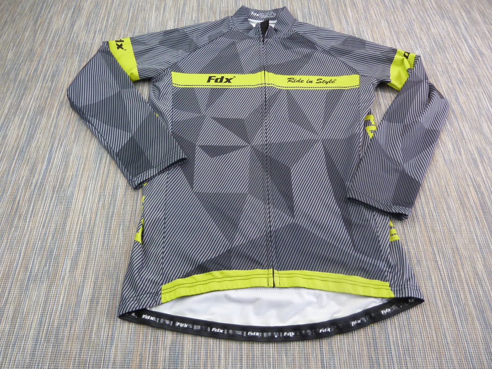 Fdx Cycling Jersey Men Large Grey Hi Vis Yellow Super Roubaix Zip gallery