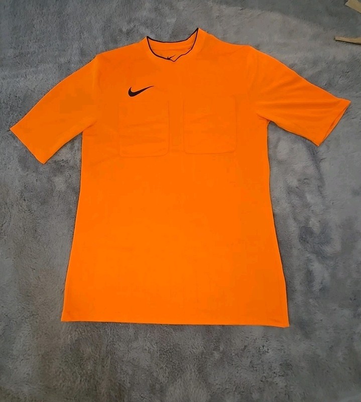 Nike Soccer Referee Shirt Men's Medium Orange Dri-FIT Strike Slim Fit Pockets gallery