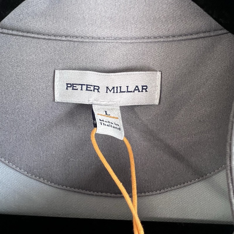 Peter Millar Perth Performance 1/4 Zip Pullover Golf Stretch Men Large Gray Logo gallery