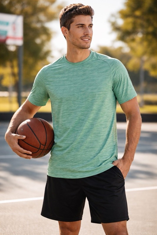 Men’s Tek Gear Dry Tek Shirt L Tall Green Space Dye Athletic Tee Performance gallery