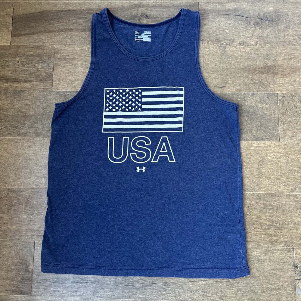 Under Armour Shirt Mens Medium Dark Gray Loose Heat Gear Tank Top Sleeveless USA