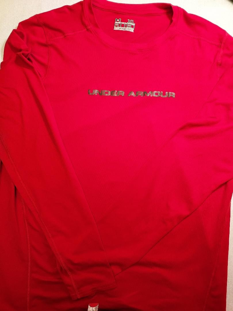 Under Armor Red Fitted Long sleeve, Tshirt, heat gear, stay cool and dry, XL gallery