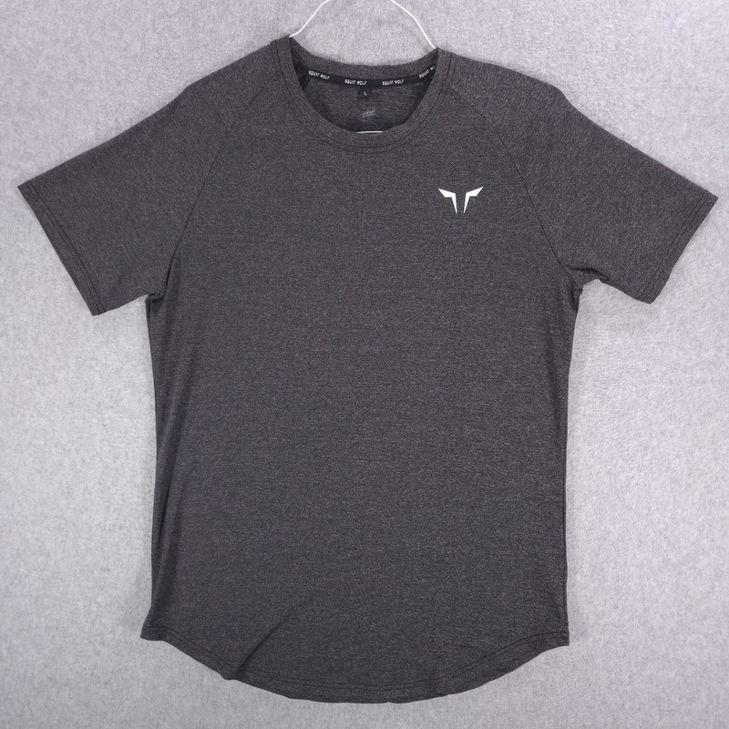 Squat Wolf Performance Gym Athletic Wear Gray Curved Hem Shirt Mens Medium gallery