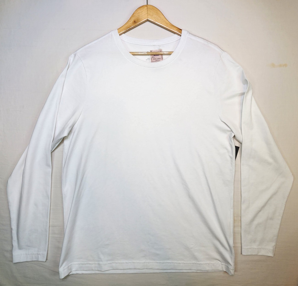 Rhone Performance Long Sleeve Crew Slim Fit Shirt Men L White Pima Cotton