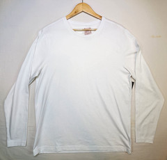 Rhone Performance Long Sleeve Crew Slim Fit Shirt Men L White Pima Cotton