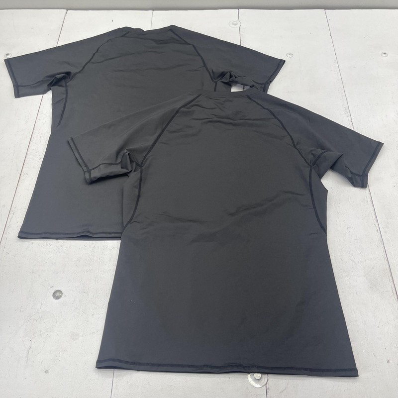 2 Pack Athletic Performance Shirt Mens XL Black Short Sleeve Stretch Workout Top gallery