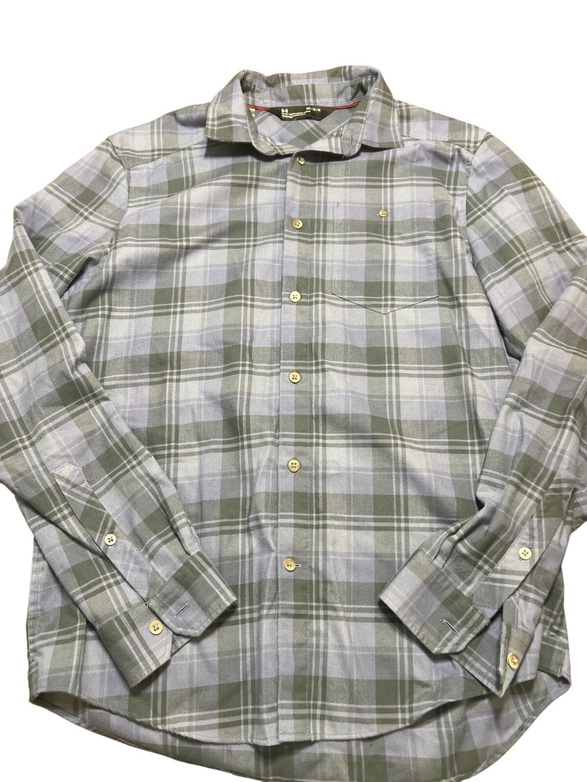 Under Armour Mens Fitted Long Sleeve FPlaid Shirt Size Medium Green & Blue Cotto gallery