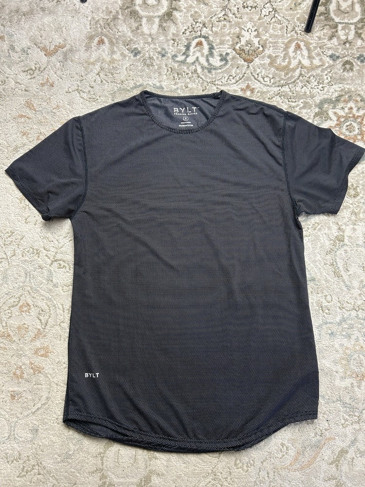 BYLT Premium Basics Pulse Shirt Mens M Black Short Sleeve Drop Cut